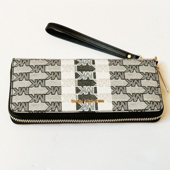 Michael Kors Jet Set Travel Continental Wallet Jacquard MK Black Multi - Picture 4 of 12